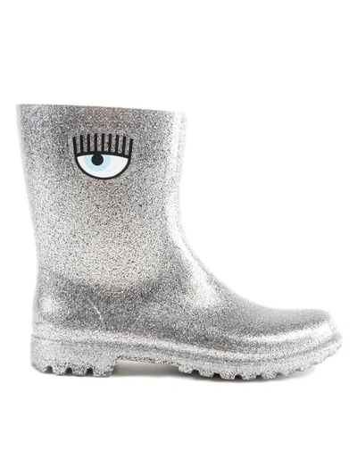 Shop Chiara Ferragni Glitter Rain Boots In Silver