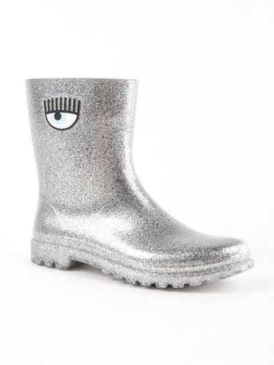 Shop Chiara Ferragni Glitter Rain Boots In Silver