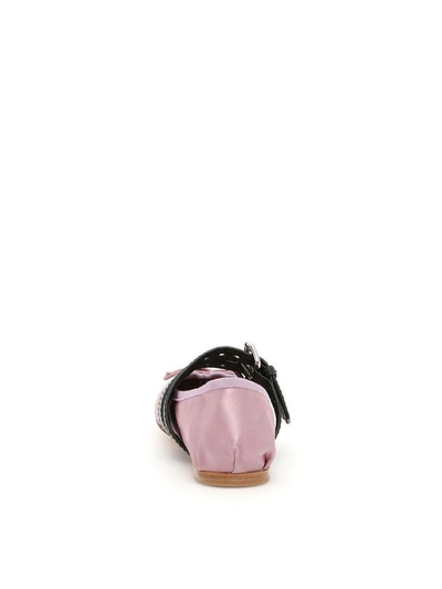 Shop Miu Miu Satin Ballerinas In Geranio+nero|viola