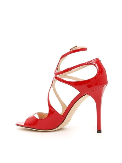 Shop Jimmy Choo Lang Patent Sandals In Redrosso