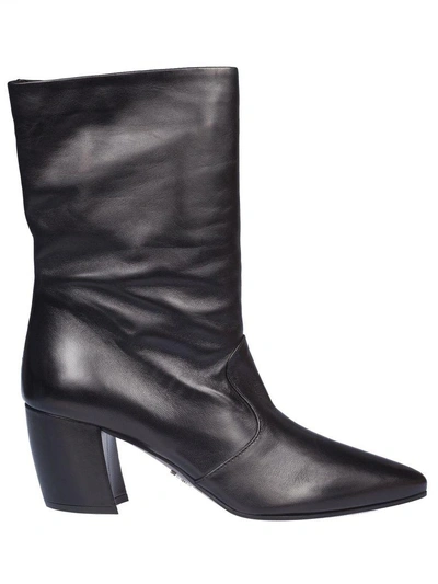 Shop Prada Pointed Toe Boots In Nero