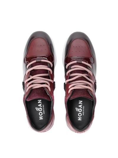 Shop Hogan H385 Active One Red Suede And Leather Sneaker In Rosso