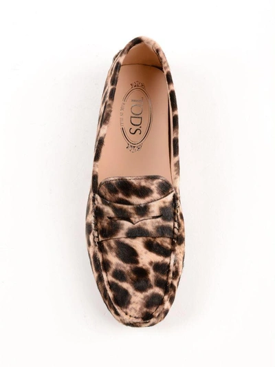 Shop Tod's Animal Print Gommino Loafers In Mpelle