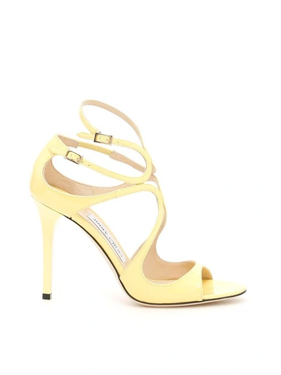 Shop Jimmy Choo Lang Patent Sandals In Soft Yellowgiallo