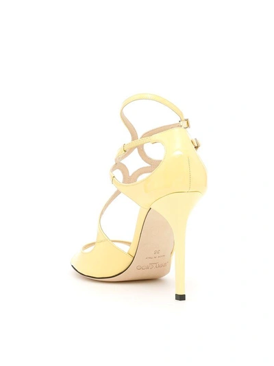 Shop Jimmy Choo Lang Patent Sandals In Soft Yellowgiallo