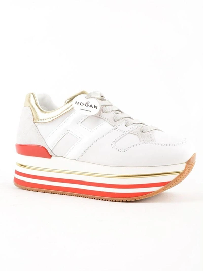 Shop Hogan Maxi H222 Sneakers In Bianco+oro Pallido