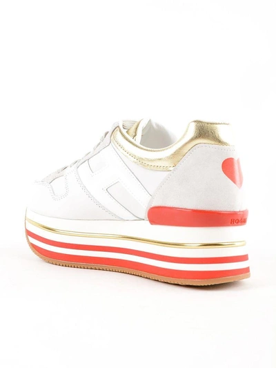 Shop Hogan Maxi H222 Sneakers In Bianco+oro Pallido