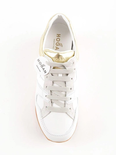 Shop Hogan Maxi H222 Sneakers In Bianco+oro Pallido