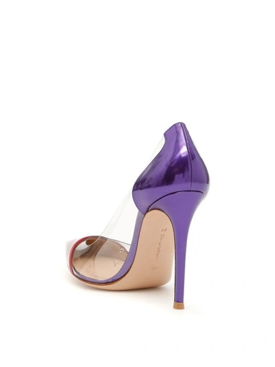 Shop Gianvito Rossi Plexi 105 Pumps In Tabasco Red Trasp Violet|viola