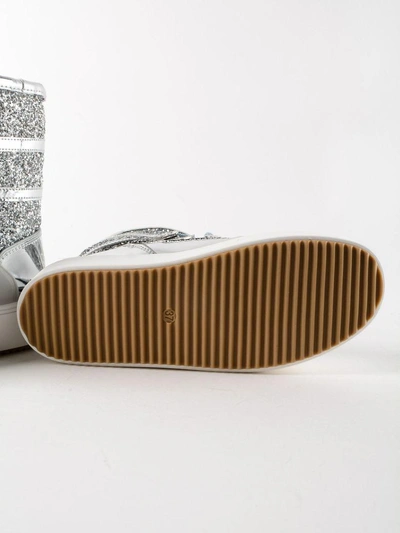 Shop Chiara Ferragni Glittered Lace-up Boots In Silver