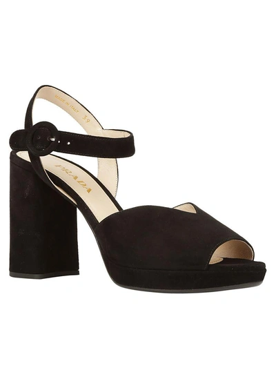 Shop Prada Sandals In Nero