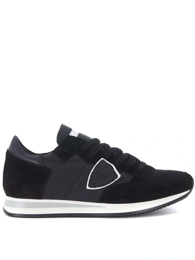 Shop Philippe Model Tropez Black Suede And Leather Sneaker In Nero