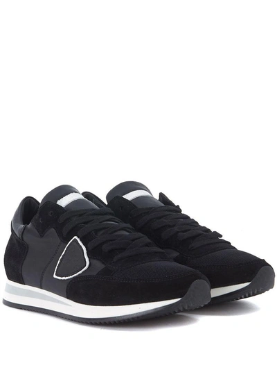 Shop Philippe Model Tropez Black Suede And Leather Sneaker In Nero