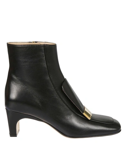 Shop Sergio Rossi Leather Ankle Boots In Black