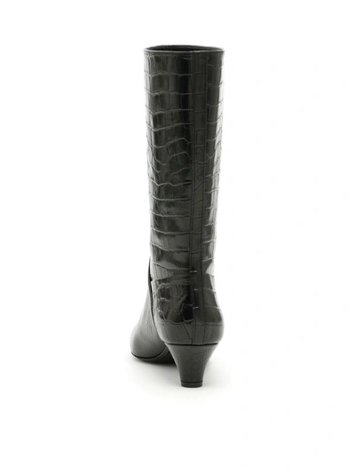 Shop Marni Printed Leather Boots In Black|nero