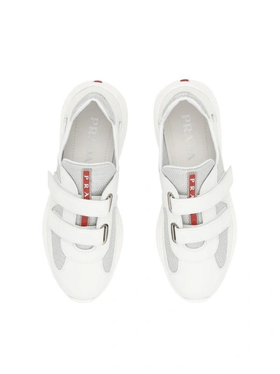Shop Prada American Cup Sneakers In Bianco Argentobianco