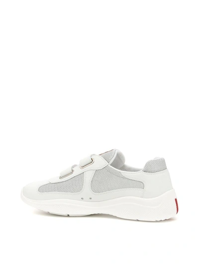 Shop Prada American Cup Sneakers In Bianco Argentobianco