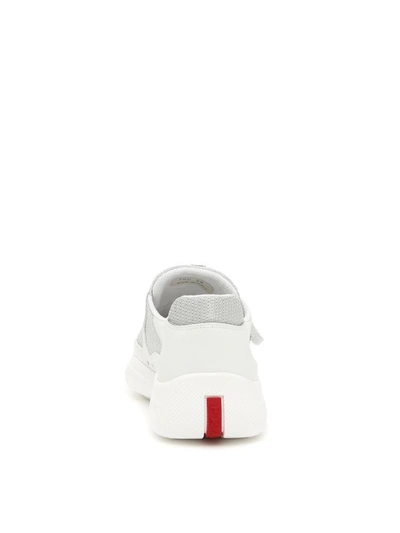 Shop Prada American Cup Sneakers In Bianco Argentobianco