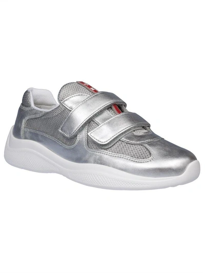 Shop Prada Touch-strap Sneakers In Argento