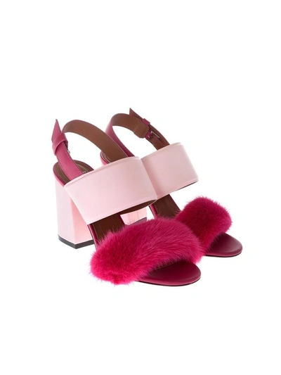 Shop Givenchy Fur Block Heel Sandals