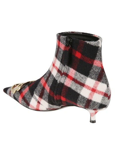 Shop Balenciaga Check Bb Ankle Boots In Red/navy