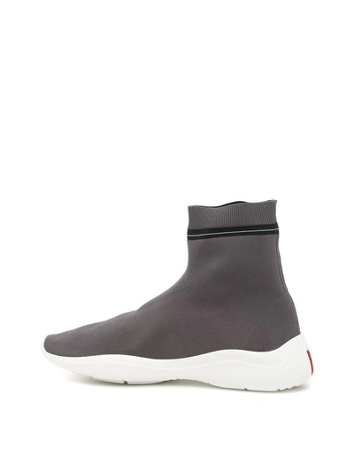 Shop Prada Logo Socks Sneakers In Nebbia|grigio
