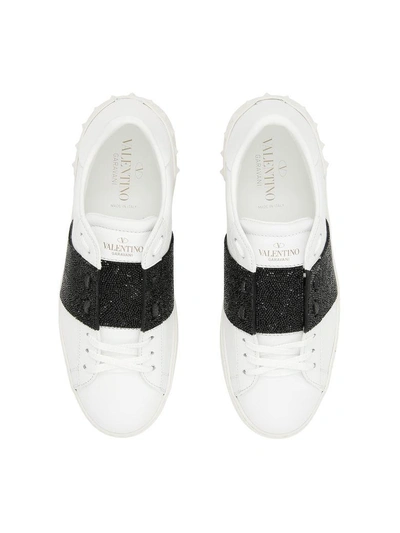 Shop Valentino Open Sneakers With Swarovski Band In Black-whitenero