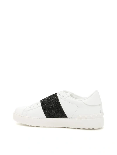 Shop Valentino Open Sneakers With Swarovski Band In Black-whitenero