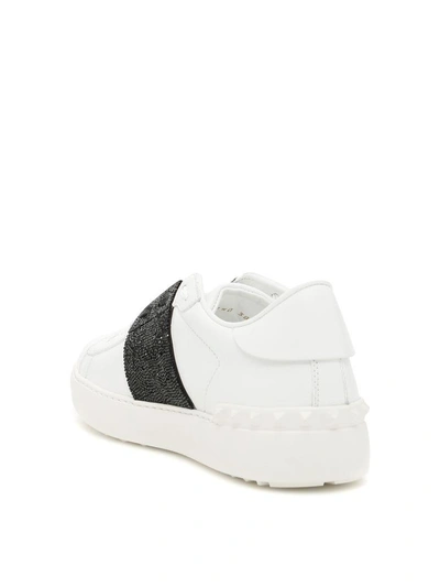 Shop Valentino Open Sneakers With Swarovski Band In Black-whitenero