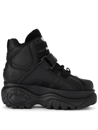 Shop Buffalo 1348 Black Leather High Sneaker In Nero