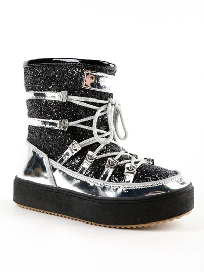 Shop Chiara Ferragni Glittered Lace-up Boots In Black Glitter
