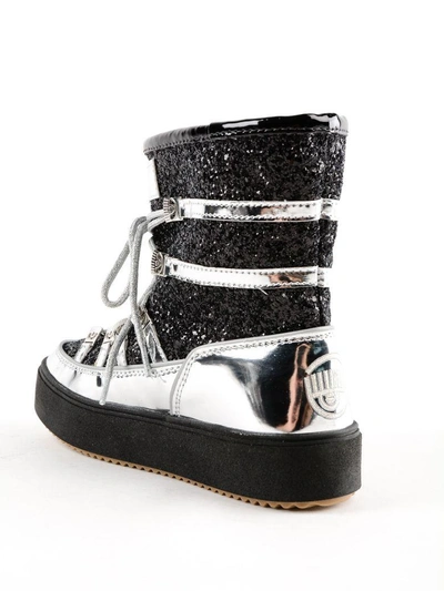 Shop Chiara Ferragni Glittered Lace-up Boots In Black Glitter