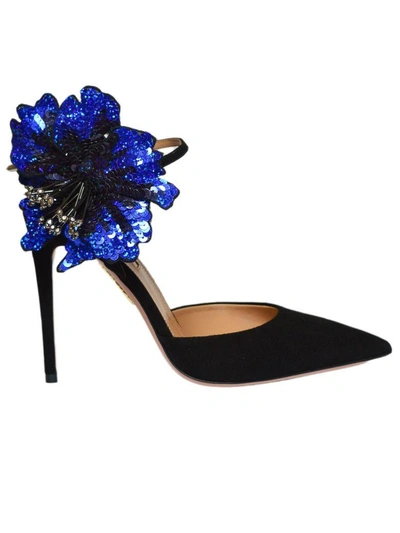 Shop Aquazzura Disco Flower 105 Pumps In Black