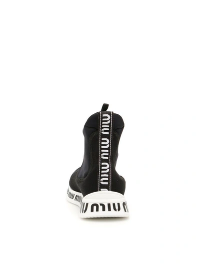 Shop Miu Miu Logo Sock Sneakers In Nero|nero