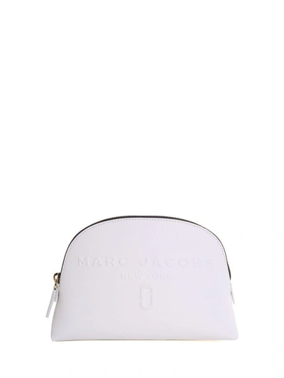 Shop Marc Jacobs Logo-embossed Saffiano-leather Medium Cosmetic Case In Bianco