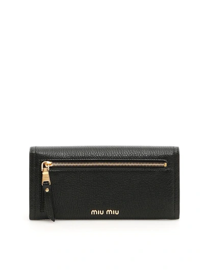 Shop Miu Miu Madras Wallet In Nero Rosa