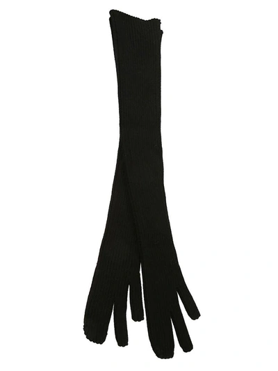 Shop Maison Margiela Long Ribbed Gloves In Black
