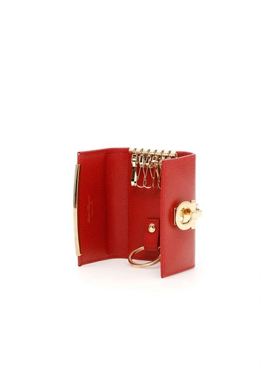 Shop Ferragamo Calfskin Key Case In Lipstikrosso