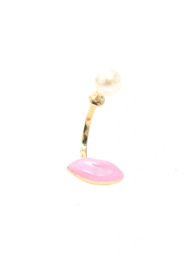Shop Delfina Delettrez Lips Earring 9kt Gold In Baby Pink (pink)