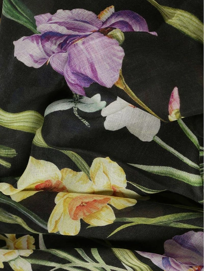 Shop Dolce & Gabbana Scarf In Fiori Fdo Nero