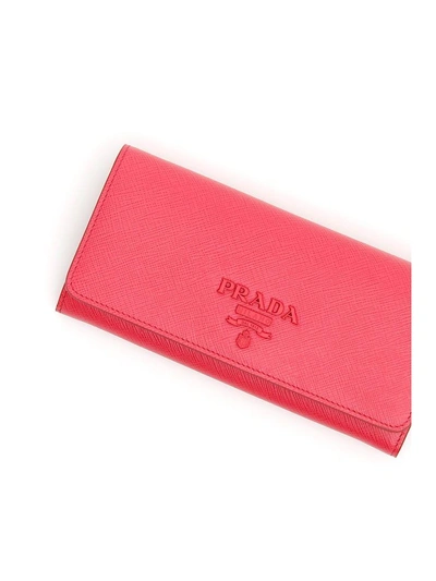 Shop Prada Saffiano Wallet In Peonia (pink)