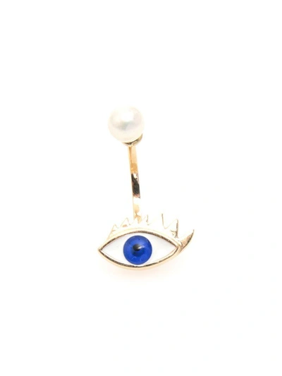 Shop Delfina Delettrez Eye Earring 9kt Gold In Blue (blue)