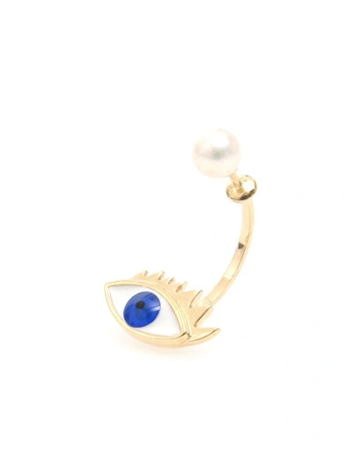 Shop Delfina Delettrez Eye Earring 9kt Gold In Blue (blue)