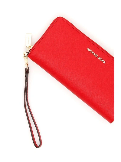 Shop Michael Michael Kors Zip-around Wallet In Bright Redrosso