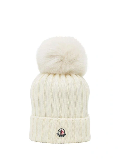 Shop Moncler Pom Pom Hat In Bianco