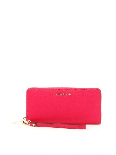 Shop Michael Michael Kors Zip-around Wallet In Ultra Pinkrosa