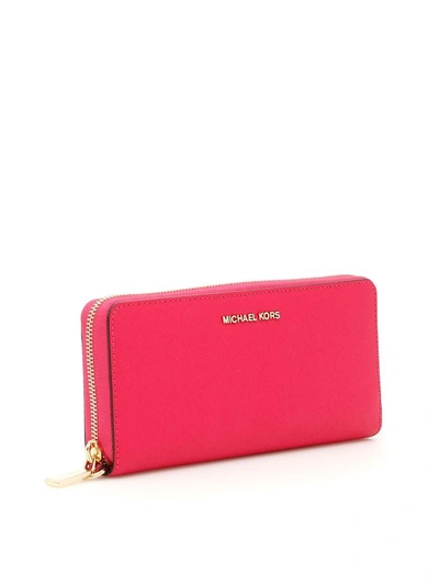 Shop Michael Michael Kors Zip-around Wallet In Ultra Pinkrosa