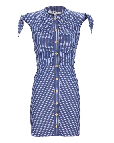 Shop 10 Crosby Derek Lam  Ruched Striped Mini Dress Blue/stripe