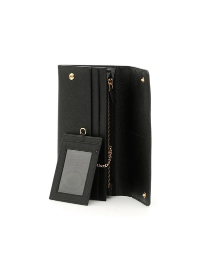 Shop Prada Saffiano Wallet In Nero