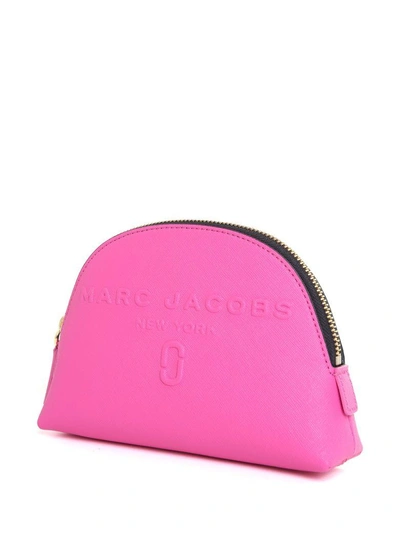 Shop Marc Jacobs Logo-embossed Saffiano-leather Small Cosmetic Case In Rosa